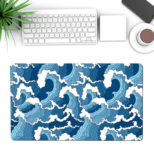 Grand tapis de souris pour bureau,tapis de souris de bureau,Tapis de clavier à motif topographique | Tapis de de décor de, de Extra Large avec base en...