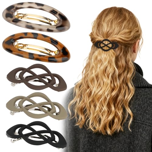 5 Piezas Pinzas para el Cabello Francesas para Mujer - Clips de Pelo Antideslizantes, Pinzas de Fuerte Sujeción para Uso Diario, Trabajo y Viaje miniatura 1