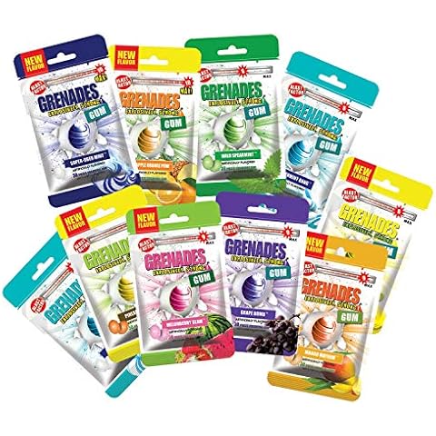 Grenades Gum 10-PACK BUILD-YOUR-OWN BUNDLE-Explosively Strong Mint Gum- 11 Flavors to Choose From- Up to 300 pcs Cover