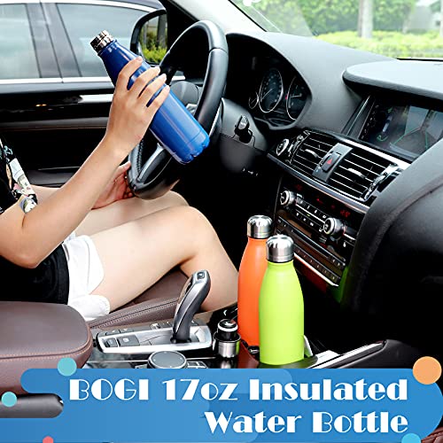 Image of BOGI 2 Pack 17oz Insulated Water Bottle Double Wall Vacuum Stainless Steel Water Bottles, Leak Proof Metal Sports Water Bottle Keeps Drink Hot & Cold - Perfect for Outdoor Sports Camping (Mint+Dblue)