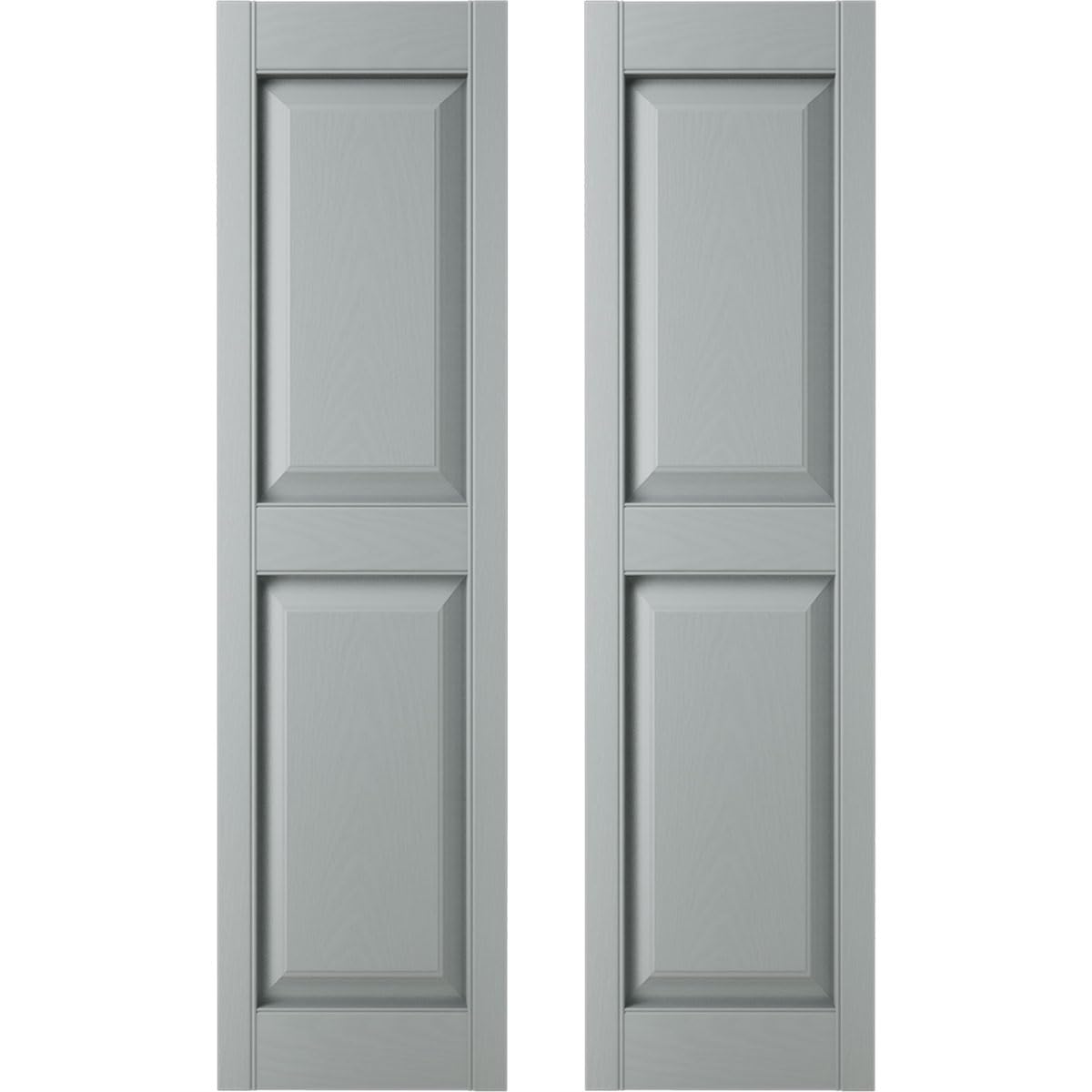 14.75 in. W x 67 in. H Builders Edge, Cottage Style, Raised Panel Shutters, Includes Matching Installation Spikes (Per Pair), 945 - Platinum