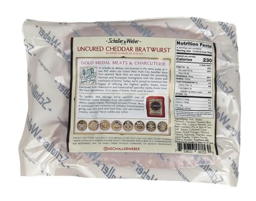 Schaller & Weber Uncured Cheddar Bratwurst 12oz (Pack of 2)