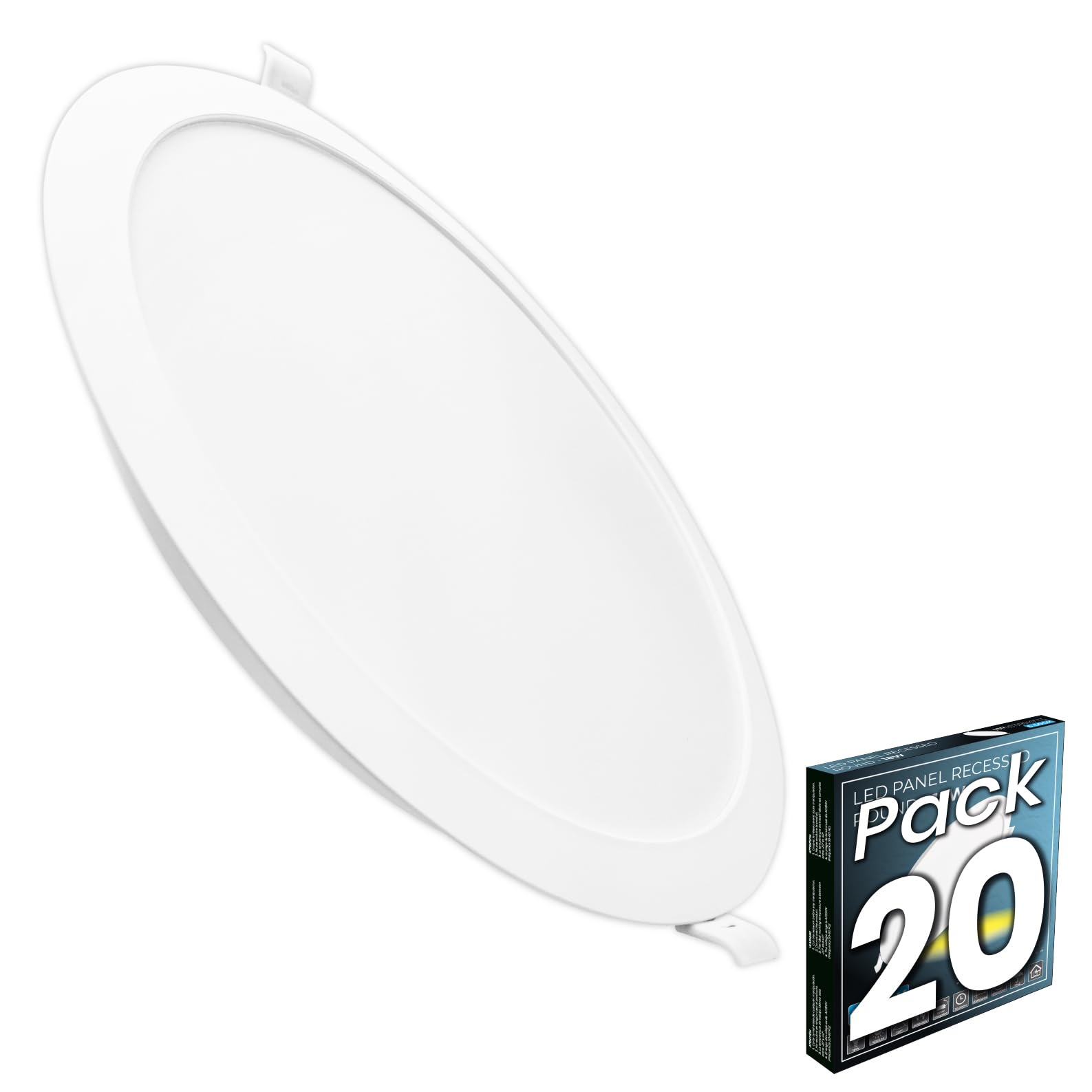LED ATOMANT 20x Downlight LED Encastrable Découpe 190-205mm 18W Blanc Froid | Diamètre 220mm, 6500K, 1650 lumens, Driver inclus