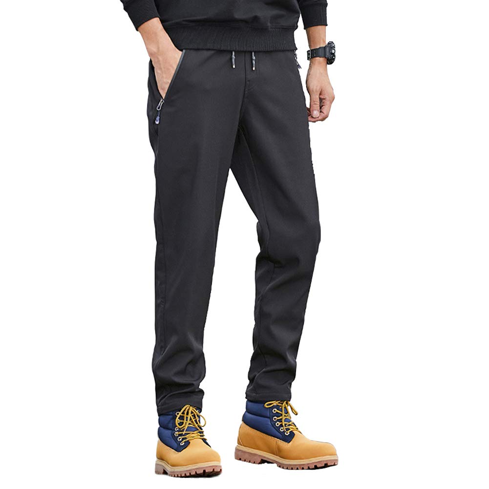 Pantalon de Cyclisme VTT Homme Thermique Coupe-Vent Impermeable Deux Poches Latérales Zippées pour Moto Randonnée Jogging Scooter Escalade