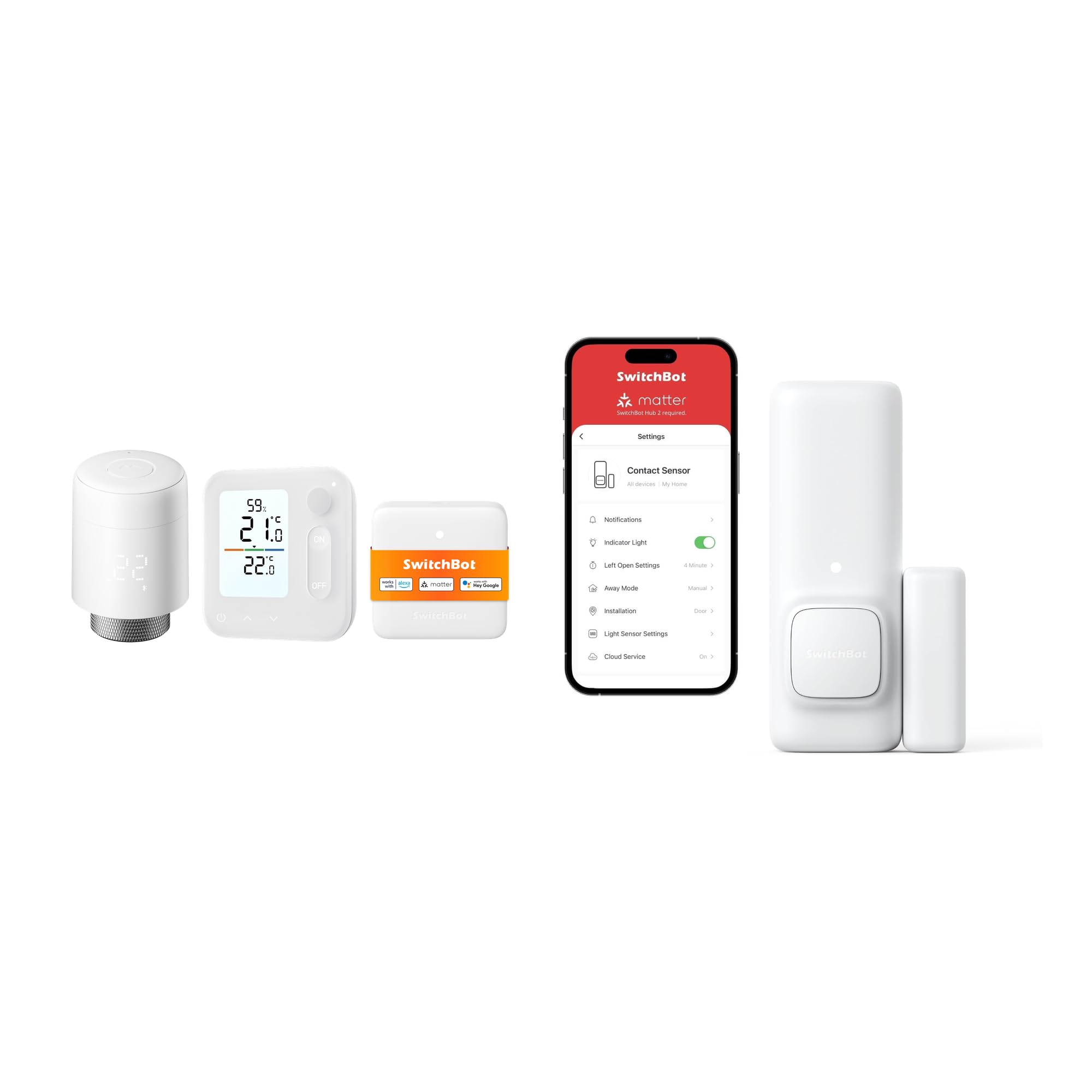 SwitchBot TRV Panel Set + Contact Sensor Bundle für Heizung, Sensor und App