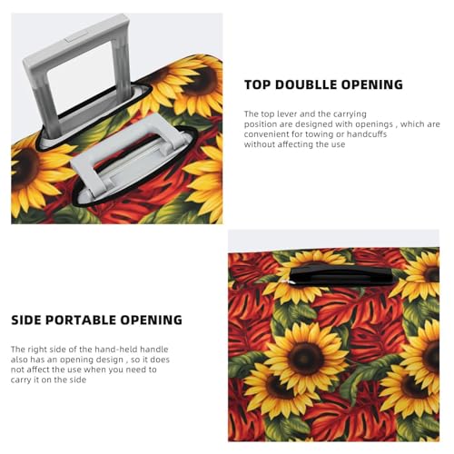 Luggage Cover Protector - Red Leaf Sunflower Print Suitcase Covers for Luggage Fit 22-24 Inch Suitcase4