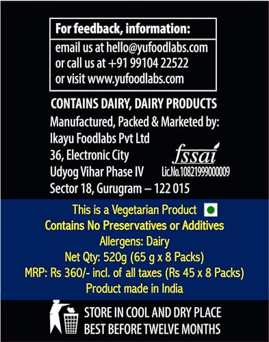 Image of Yu Foodlabs Italian Cheese Sauce Pasta - No Maida - No Msg - Zero Preservatives - Instant Penne Pasta With Sauce - Ready To Eat Pasta In 5 Mins - 520 Gram (65G X Pack Of 8)