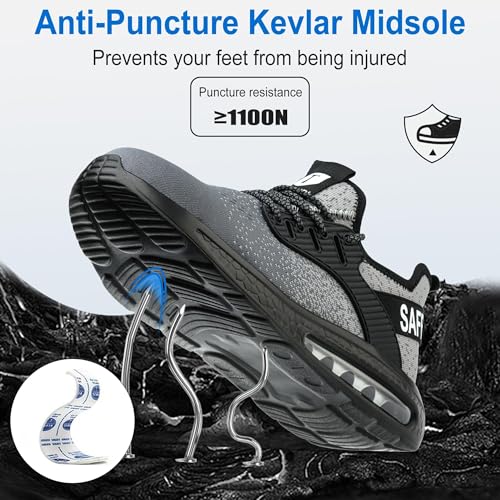 Scarpe Antinfortunistiche Uomo Donna Scarpe da Lavoro Donna Antiscivolo Scarpe Antinfortunistica Anti-Schiacciamento Ammortizzazione Comodo Traspiranti Leggere con Punta in Acciaio Ammorti 38-46 EU