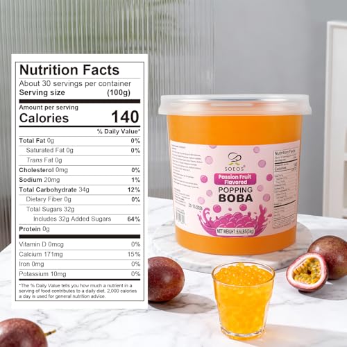 Image of Soeos Passion Fruit Popping Boba, 6.6lbs (3Kg), Popping Boba Pearls