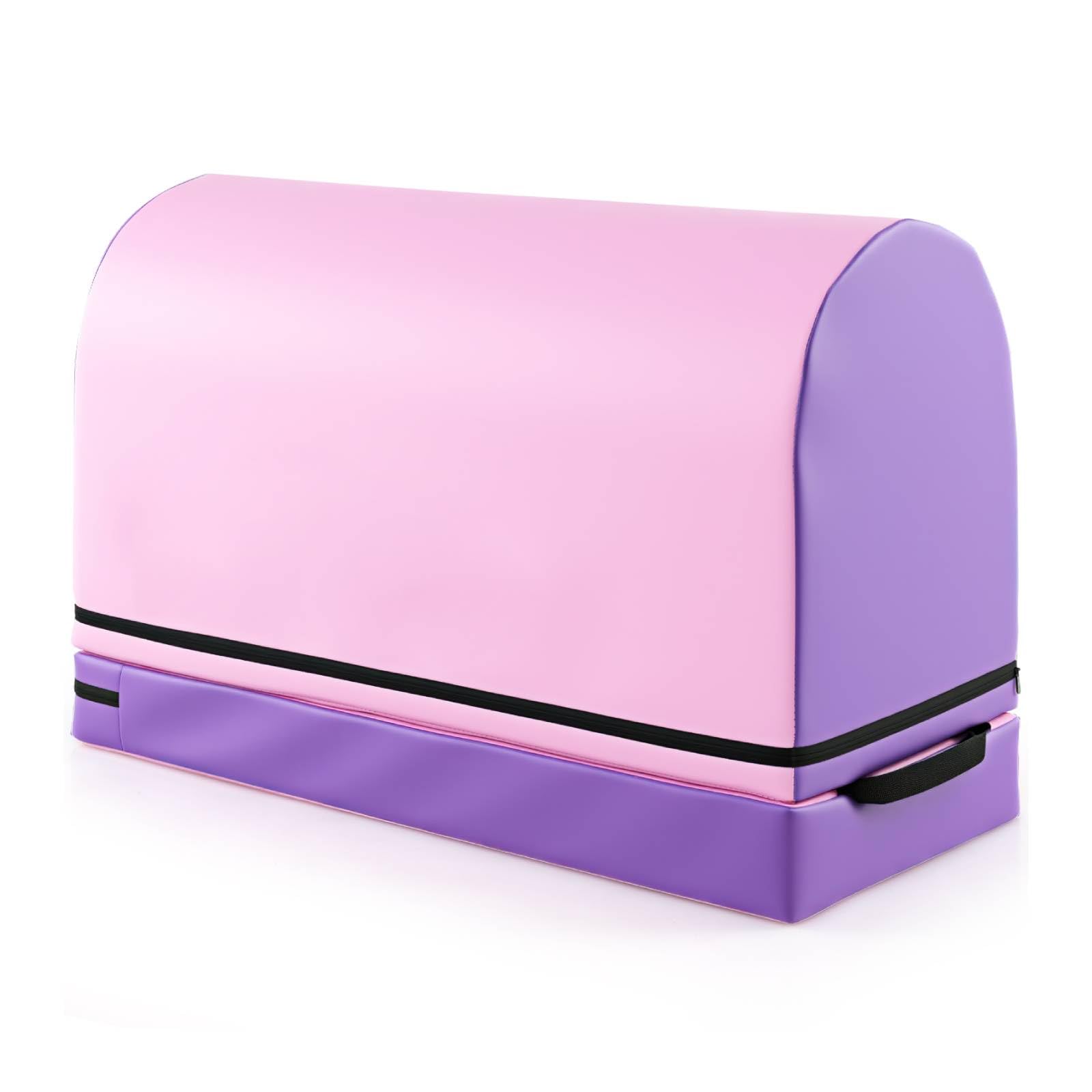 COSTWAY Mailbox Tumbling Mat, Gymnastics Vaulting Box with Carrying Handle, Premium PU Leather Tumbling Aid Trainer Vaulting Mat for 3-10 Year Old Kids in Homes Gyms Schools (Pink + Purple)
