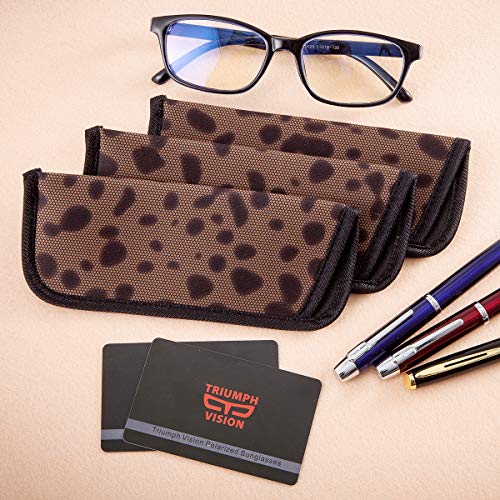 Image of TRIUMPH VISION 3 Pack Reading Glasses Pouch - Soft Eyeglasses Bag Portable Cloth Eyewear Case