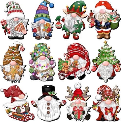 Bobbird Christmas Gnome Tree Ornaments - Festive Wooden Hanging Decorations for Home and Gifts (24-Piece Santa Claus)
