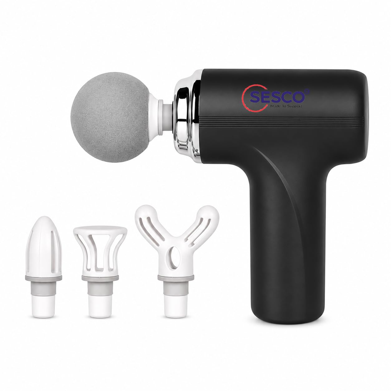 SESCO Percussion Massage Gun Deep Tissue Body Massager with 4 Heads, Cordless Pain Relief Machine for Neck, Shoulder, Back, Legs & Feet, Quiet Operation Massage Gun for Men & Women (Grey Black)-image-16