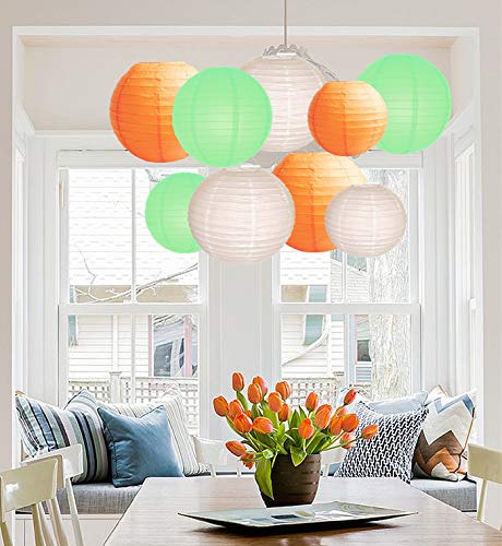 A Liittle Tree 12 PCs Mixed New Round Paper Lanterns Wedding Birthday Party Decor (Hope Shade12) — image 1
