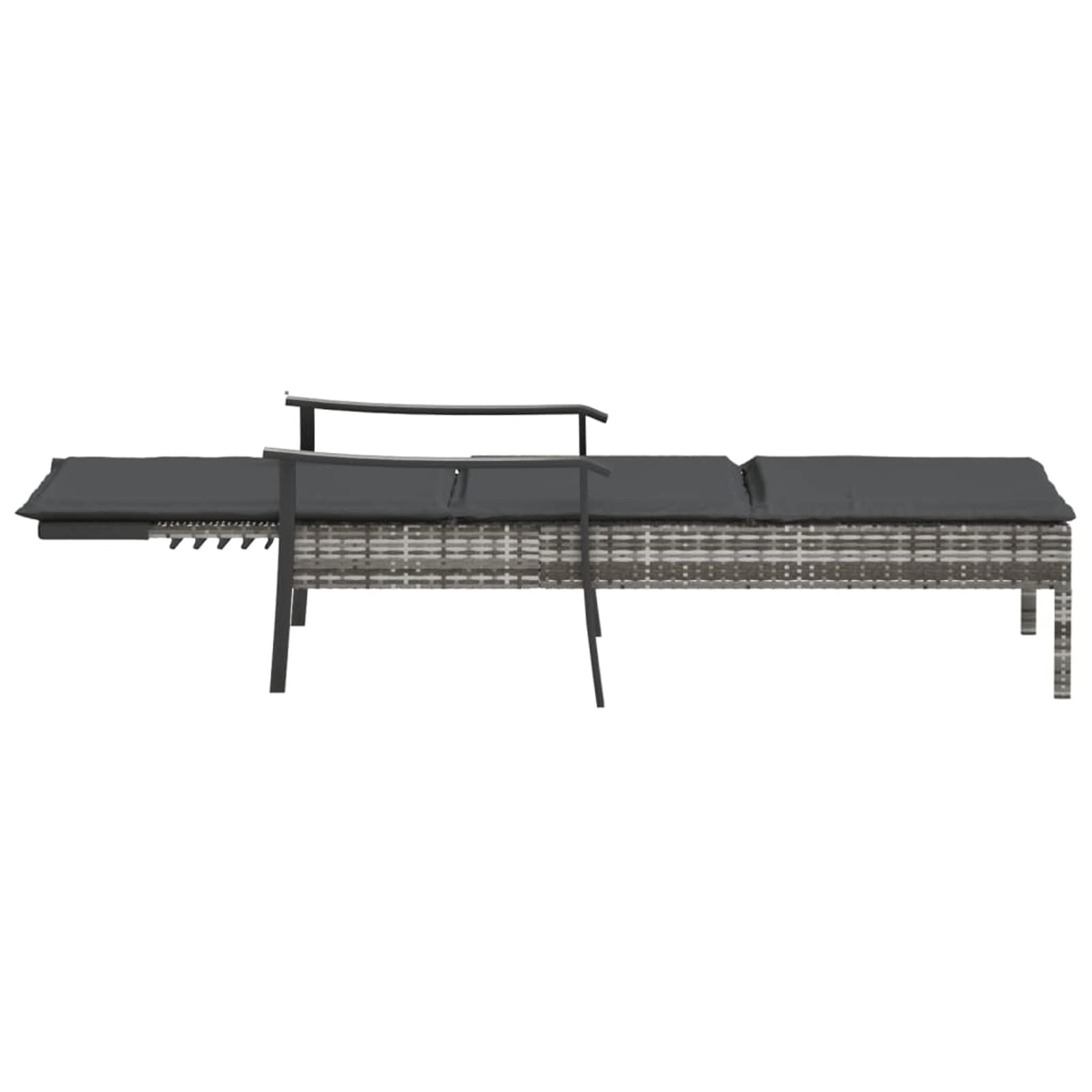 Gecheer Tumbona de Ratan Sintético Gris con Cojín - 5 Posiciones, 198x66x64/98 cm, 110 kg, para Exterior
