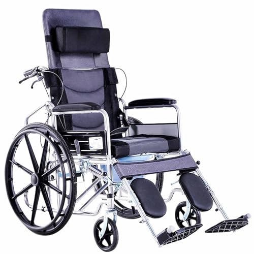 HErfst Silla de Ruedas Plegable y Ligera Silla de Ruedas reclinable Multifuncional con bidé Sillas de Ruedas Ligeras y Plegables Silla de Ruedas autopropulsada portátil