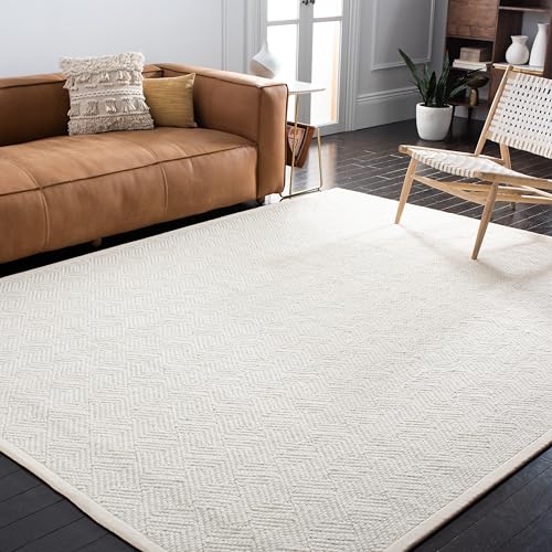 SAFAVIEH Natural Fiber Collection Area Rug - 9' x 12', Ivory, Handmade Wool & Jute, Ideal for High Traffic Areas in Living Room, Bedroom (NF487A)