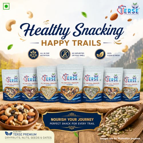 Image of TERSE Premium Mixed Dry Fruits Pack - 400 Gm (Pack of 2) | Nutritious Snack with Almonds, Cashews, Raisins & Cranberries & Many More | Resealable Pack for Freshness