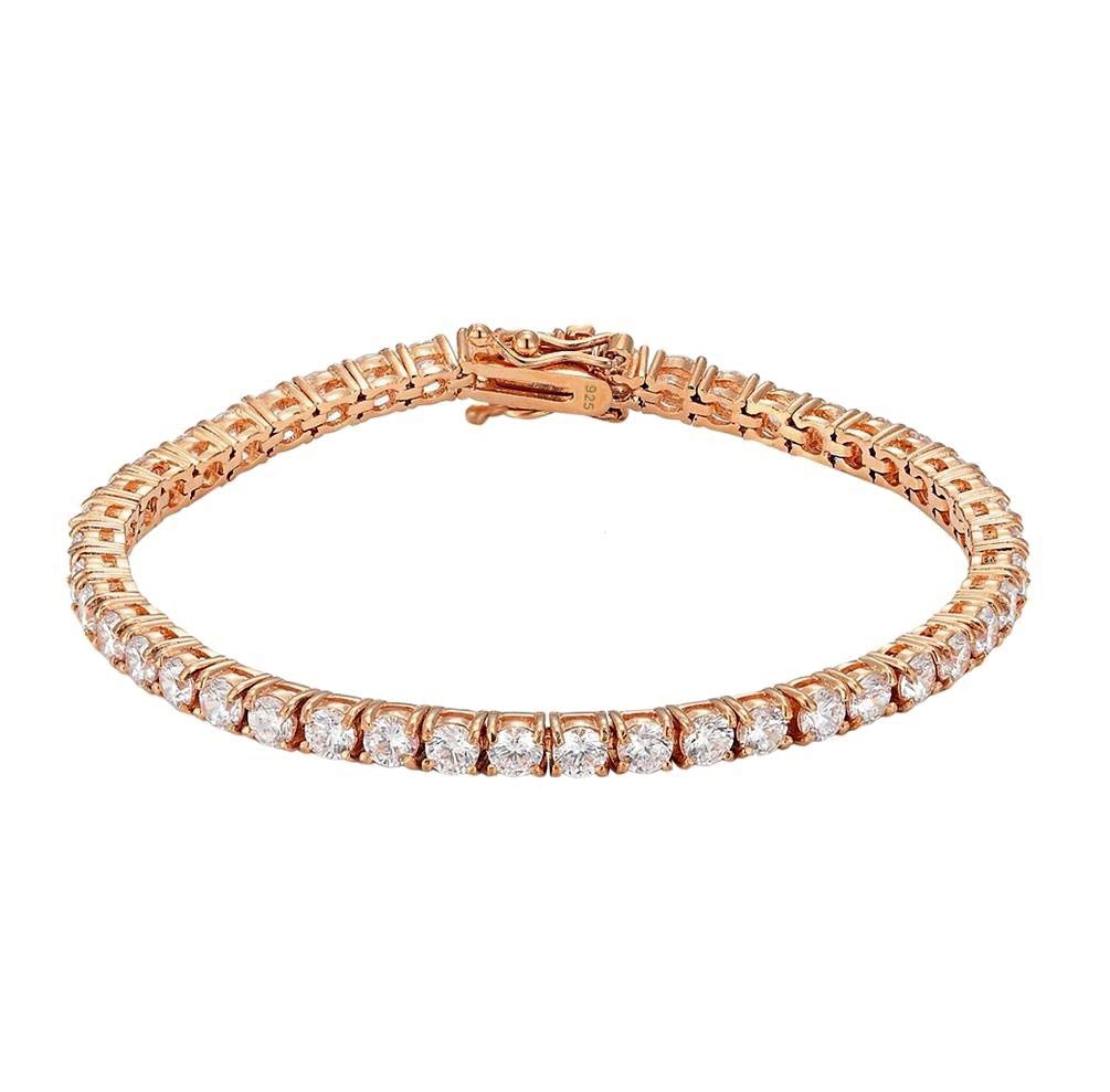 Bracciale Tennis in Argento 925 con Zirconi Taglio Diamante Placcato Oro
