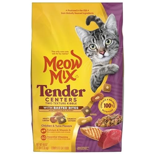 FYNORI Tender Centers Dry Cat Food with Basted Bites, Chicken & Tuna Flavors, 3 Pound Bag, 100 Percent Complete and Balanced Nutrition for Adult Cats