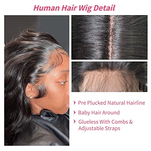 Perucas frontais 13x4 cabelo humano 24 polegadas perucas frontais pré-arrancadas com cabelo de bebê