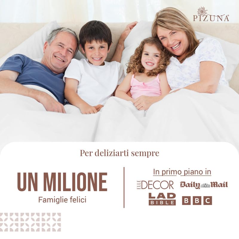 Pizuna Set Lenzuola letto singolo Cotone 90x200 cm Bianco, 400 fili con trama Sateen in 100% Cotone a fiocco lungo Biancheria De Letto con 1 lenzuolo con angoli, 1 lenzuolo sopra, 1 federa