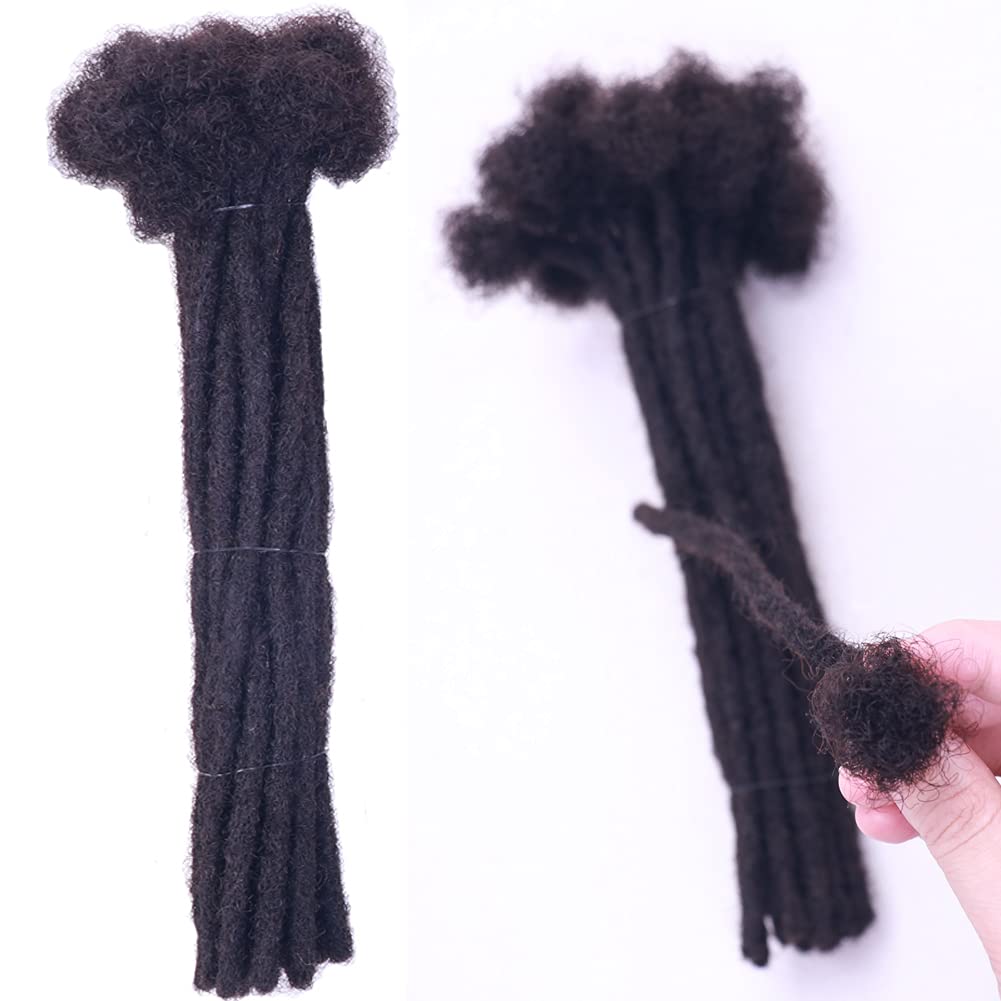 Nuteram Loc Extensions Human Hair, Full Handmade Permanent Dreads Extensions Natural Black Can Be Dyed and Bleached 0.6cm Width Dread Locks 30 Strands/Pack (Natural Black, 10 Inch)