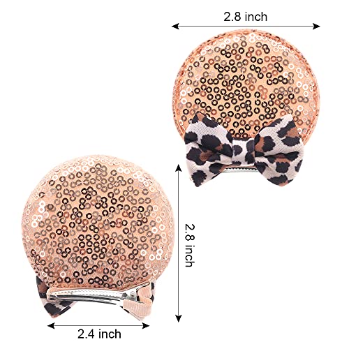 Pinzas para el cabello con diseño de orejas de ratón leopardo miniatura 4