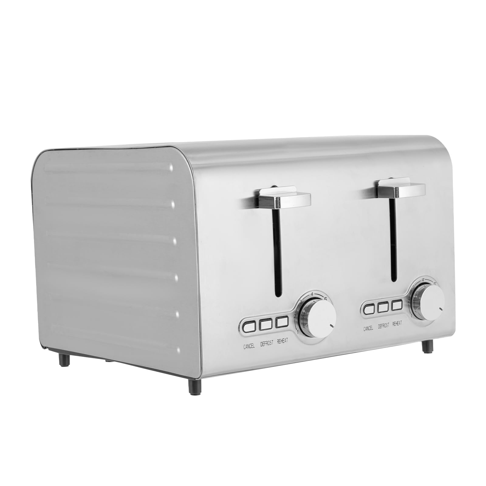 Tostapane in argento, 4 fette, in acciaio inox, per casa, panetteria, snack bar, ristorante, caffetteria, 27,8 x 28 x 19,3 cm