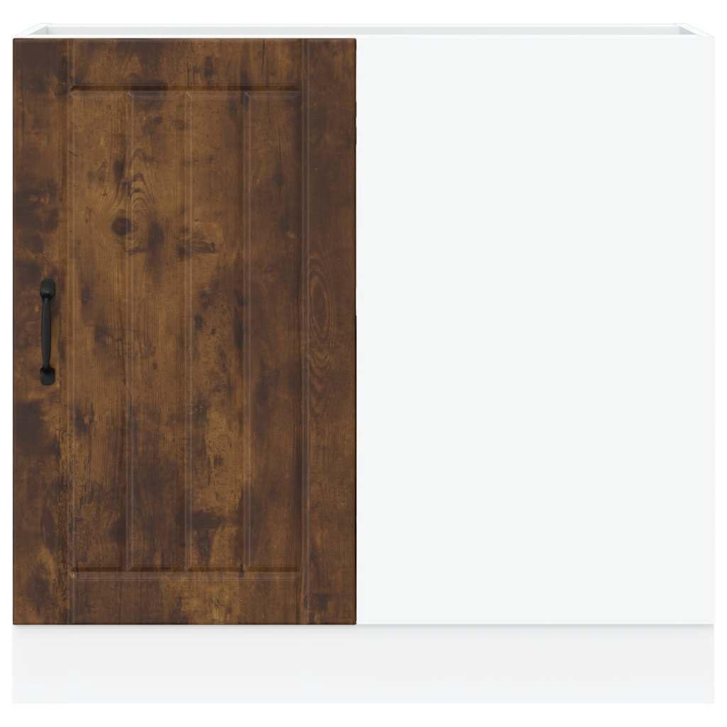 Lucca - Mobiletto da cucina in legno di rovere affumicato, con piedini regolabili, 86 x 46 x 81,5 cm, spazio e porta per cucina, sala da pranzo, credenza stabile, credenza