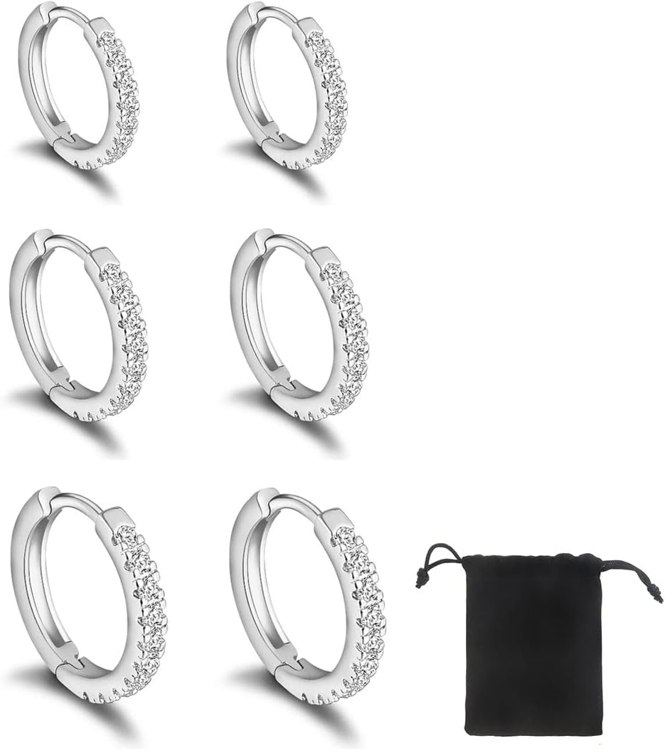 Acciaio Inox Gioielli 5 Paia Orecchini A Cerchio In Acciaio Inox - Foto 8