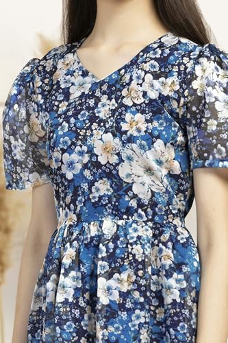 Image of Fashion Dream Girl's Organza Floral Printed Calf Length Dress|Western Dress|Kids Dress|Fancy Dress