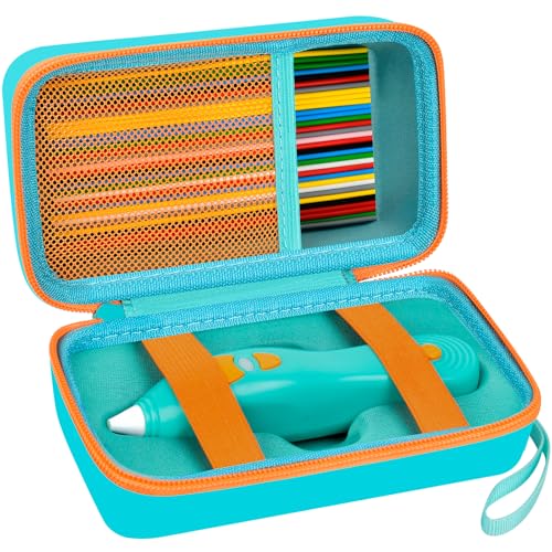 Image of ANKHOH 3D Pen for Kids Case, for 3Doodler Start+ Essentials, Green | Portable hard EVA storage case with custom-fit base, mesh pocket and wrist strap for school and travel; case only