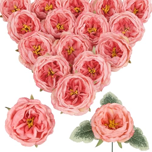 UUXX 16Pcs Artificial Austin Rose Peonies Flowers...