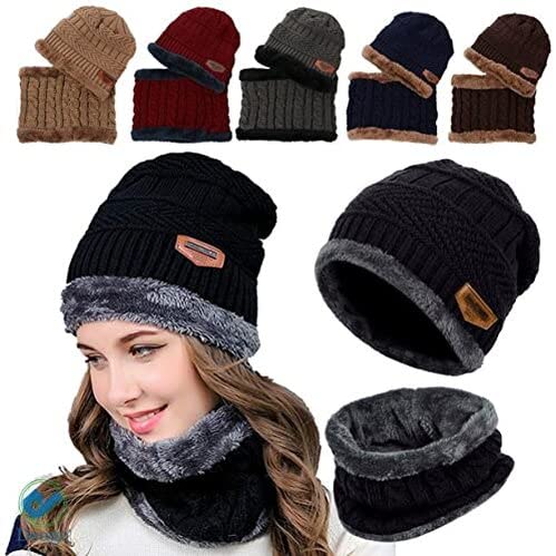 Winter Unisex Woolen Cap Neck Scarf and Warm Beanie Cap SetWinter Cup (Cap & Scarf (Multi)) Multicolour-image-28