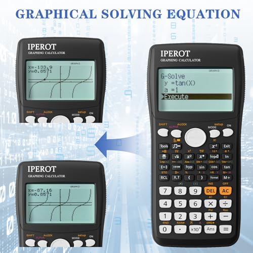 Image of Scientific Calculators with Graphing Calculator, 10 Modes / 4 Functions | IPEROT Graphing Calculator, Desktop Math Calculator Ideal for School Supplies, Students, College, Teachers(Black)