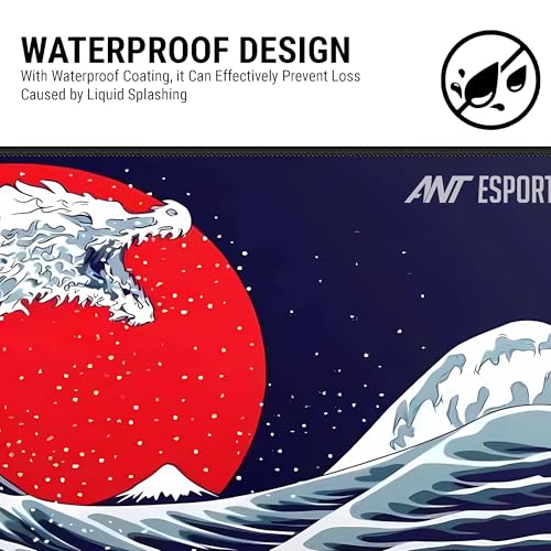 Image of Ant Esports Snow Dragon Unique Mouse Pad Gaming Mouse Pad Extended Mouse Mat for Mouse Keyboard with Stitched Edges Waterproof Non-Slip Base Mousepads for Office Home Shop Gaming Extra Large Blue