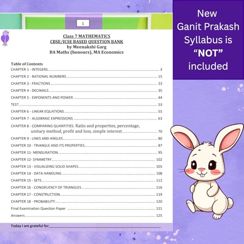 Image of Class 7 NCERT CBSE /ICSE Mathematics Question Bank Practice Book with Mental Math by Mathsninjas Bookland
