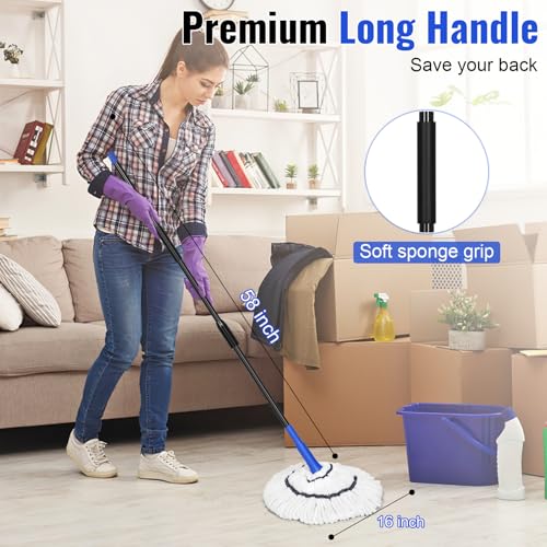 Buve TWIST MOP BLUE Self Wringing Twist Mop For Floor Cleaning, Microfiber Mop With Wringer Long Handled, String Wet Floor Mop For Hardwood Vinyl, Tile thumb #4