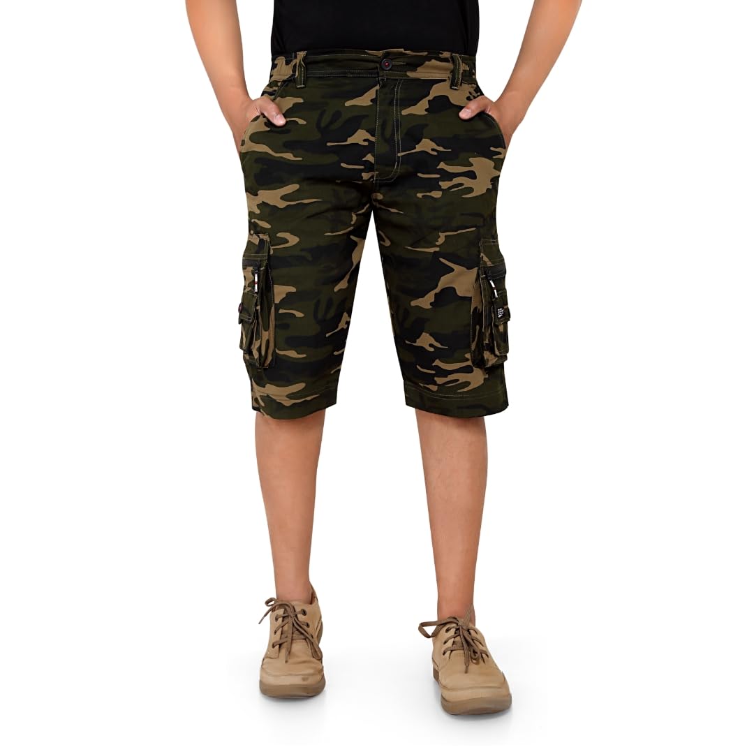 Army/CAMO/Millitary Cargo Shorts with 8 Pockets,2-Zip Lock Pockets Latest Trending Shorts Material-image-21