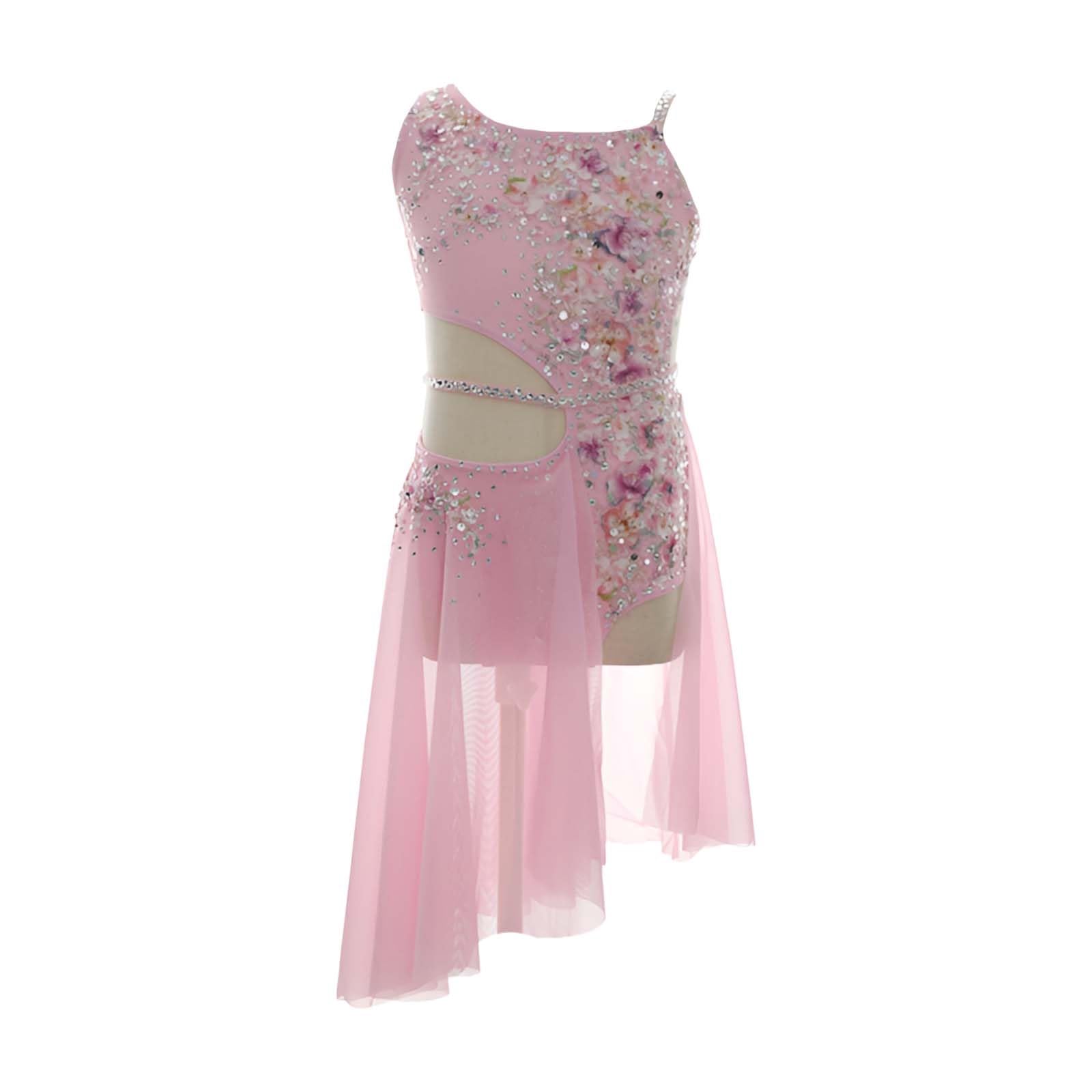 Vestido de Danza Lírica Mujer de un Hombro con Pedrería para Escena