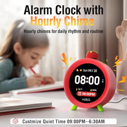 Image of MOMILLA Kids Alarm Clock for Bedrooms, Visual Timer with 2.8 inch LCD Display 4 Alarms, Digital Clock with White Noise Sound Machine for Heavy Sleepers Kids, Christmas Birthday Gifts for Girls Boys