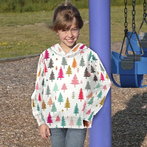 Kids Hoodies Sweaters Christmas Xmas Trees Hooded Sweatshirts with Big Pockets for Boys Girls B04002824