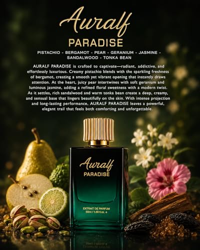 Image of Paradise Extrait De Parfum, 24hrs LongLasting perfume, 50ml, Sweet, Nutty, Fruity, Floral, Woody, Warm Scent, Pistachio, Bergamot, Pear, Jasmine, Sandalwood & Tonka Bean