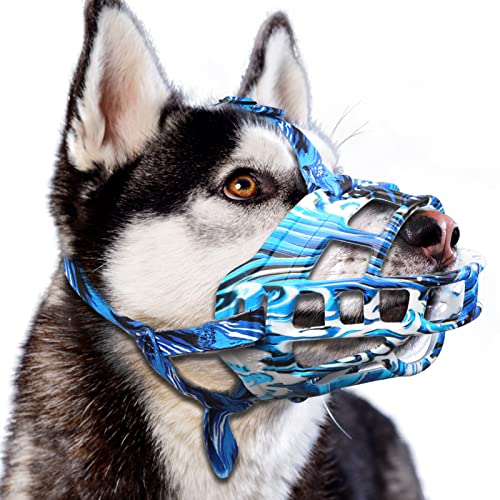 Basket Dog Muzzle for Prevent Biting – Breathable & Adjustable Muzzles for Large, Medium & Small Dogs Allows Panting, Drinking & Treats Perfect for Grooming, Training & Reactive Dog, Blue, Size 2