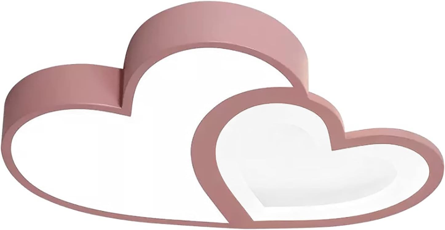 TFCFL 35W Modern Dual Heart-Shaped Ceiling Lamp, Upthehill Creative LED Ceiling Light Acrylic Flush Light Fixture with Loving Heart LED Ceiling Light for Dining Room/Kitchen (Pink)