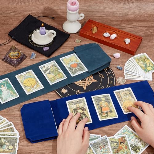 CREATCABIN 4Pcs Tarot Card Holder Bag Kit Contains Velvet Tarot Card Storage Witchcraft Supplies Set Tarot Spread Cloth Wrap Tarot Drawstring Pouch for Divination Witchcraft Pagan 2.95x4.96 Inch - Image 3