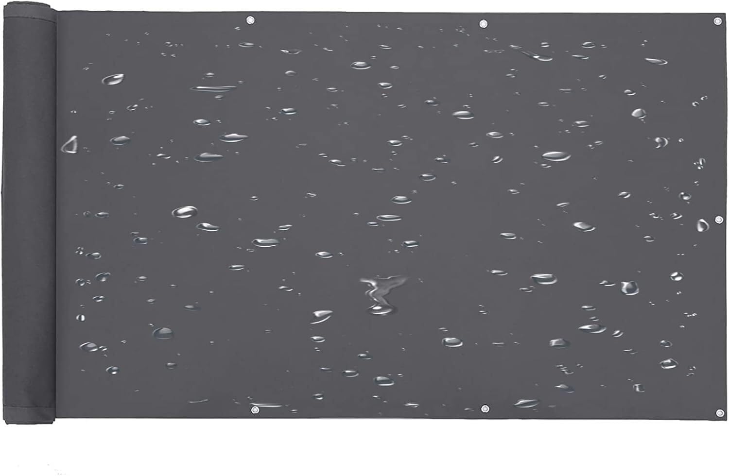 JvFbjLF Gray Balcony Windscreen with Rust Resistant Rings Garden Privacy Fence