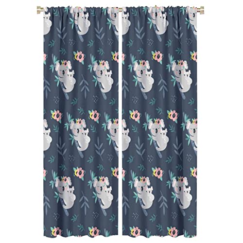 Animal Blackout Curtains for Kids,Forest Wild Animals Cartoon Koala Curtains for Living Room Window Drapes 2 Panel Set 42