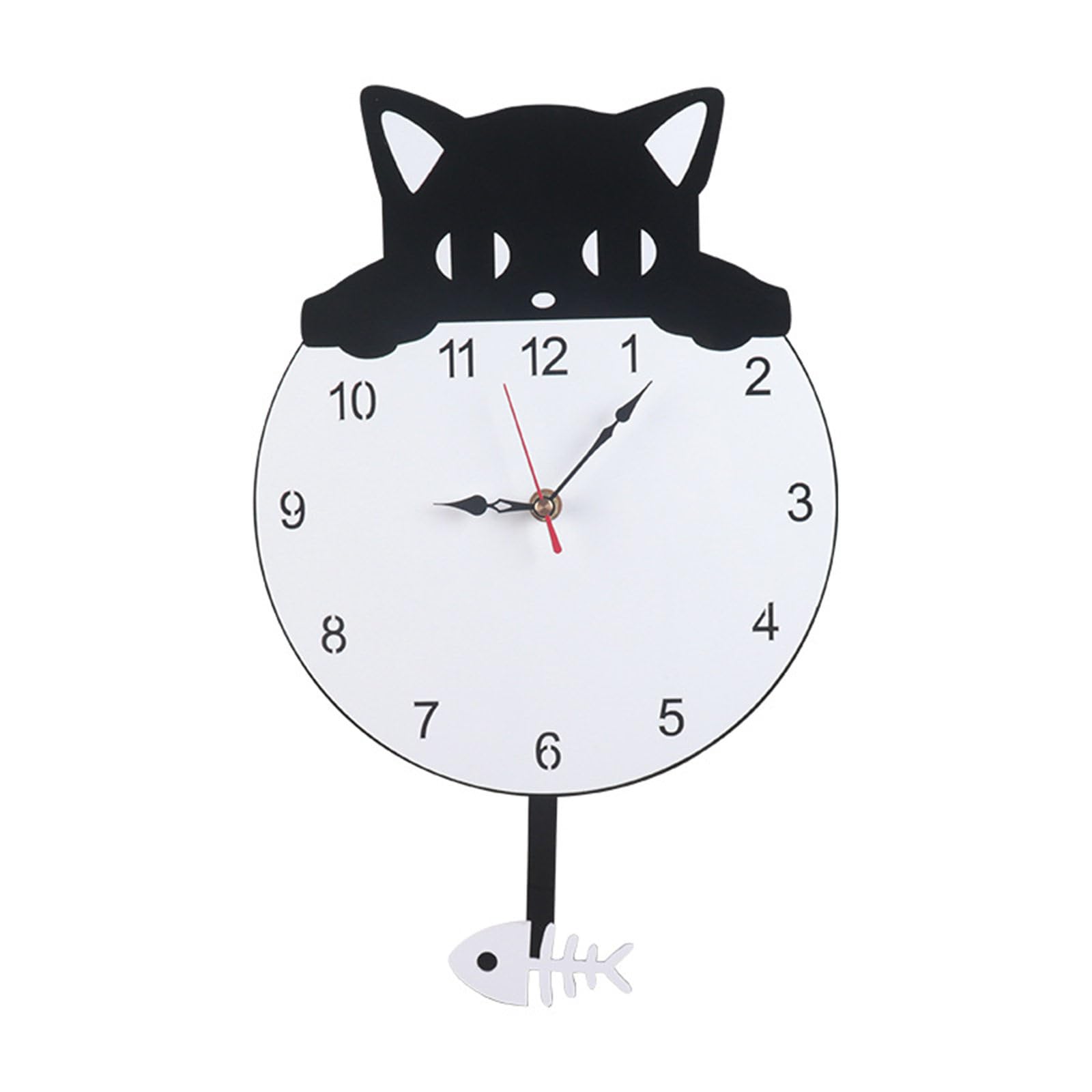 Tfaoys Multicolor Creative Acrylic Swing Pendulums Clock Cats Fish Theme Quiet Mechanism Wall Hanging Clock With Arabic Numerals Gifting Wall Pendulums
